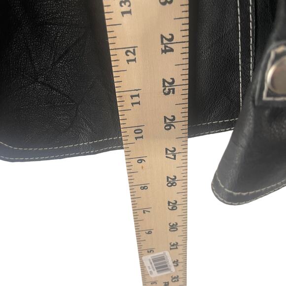 JL Studio Vintage 90s Plus Size 20 W Black 100% Leather Half Zip Moto Jacket - Picture 9 of 9